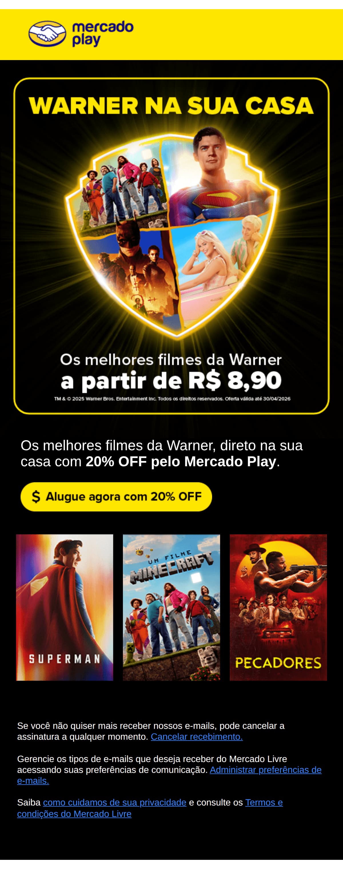 Mercado livre: Sua sessão de cinema começa agora 🍿