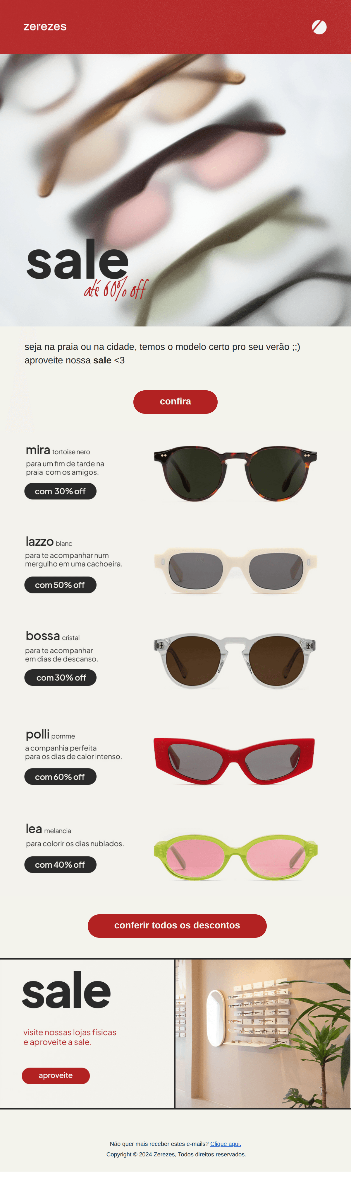 Zerezes: Até 60% off nos modelos certos pro verão