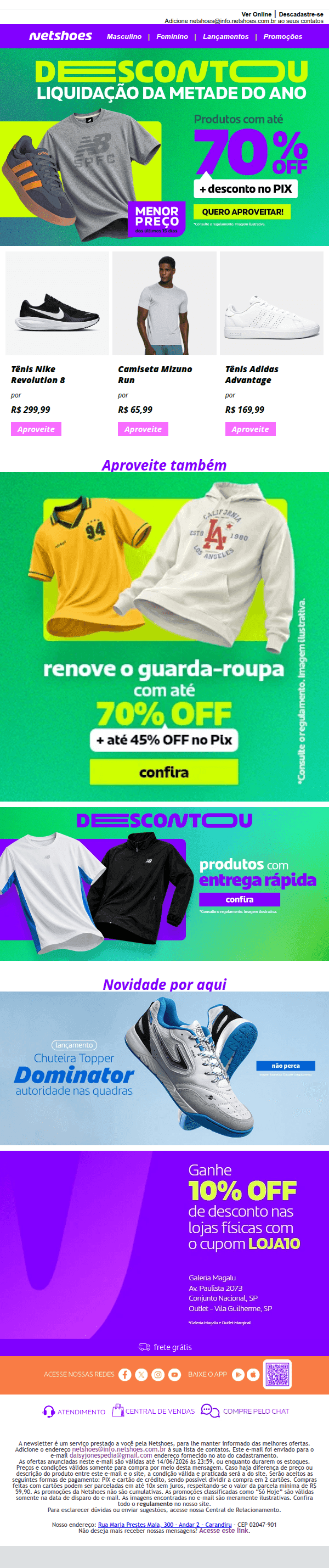Netshoes: São as últimas horas do Descontou com até 70% off 🔥