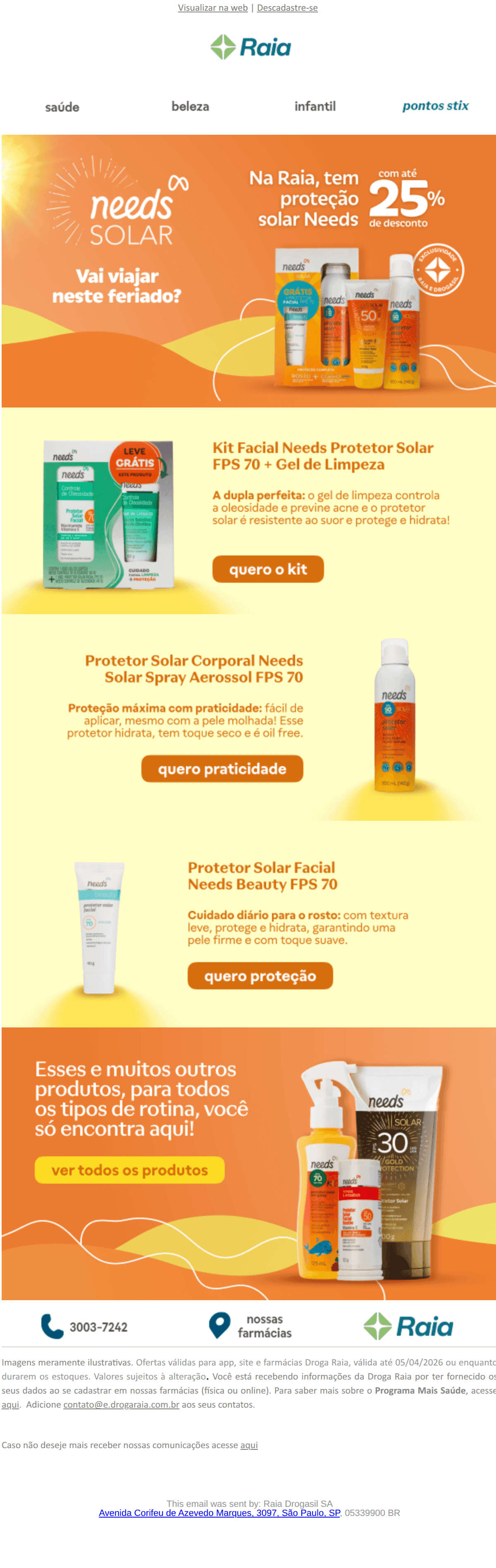 Raia: Viajar ou relaxar? Needs Solar tem o protetor ideal para sua