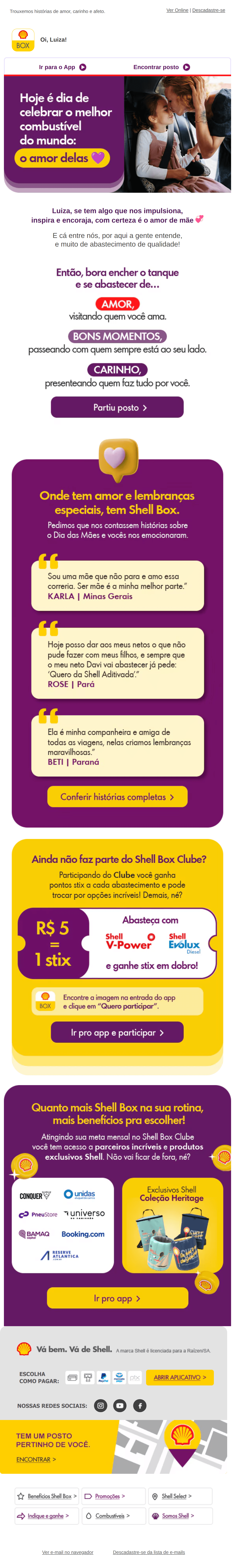 Shell: Abasteça seu coração no Dia das Mães 💜