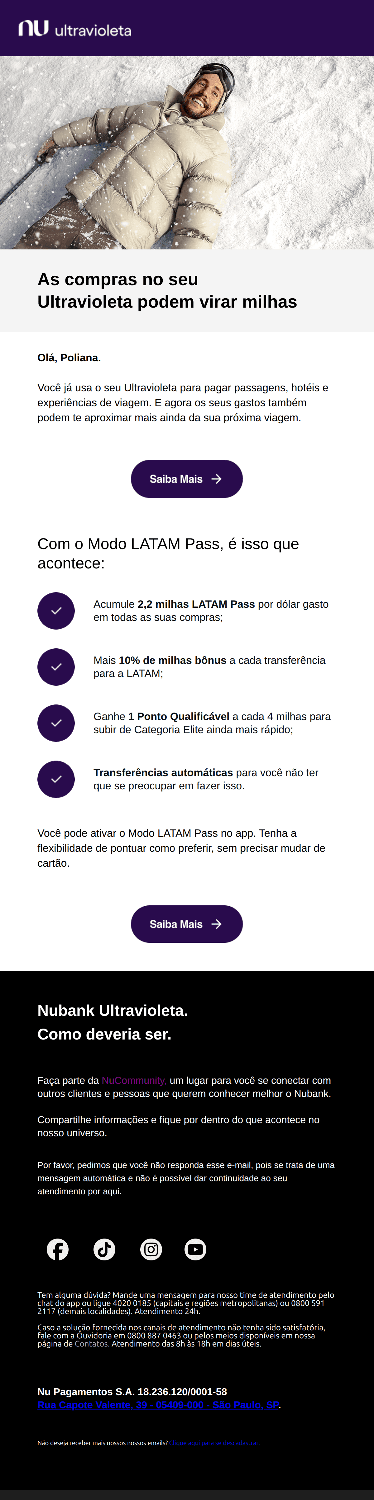 Nu em: Com o Modo LATAM Pass, cada compra vira milha