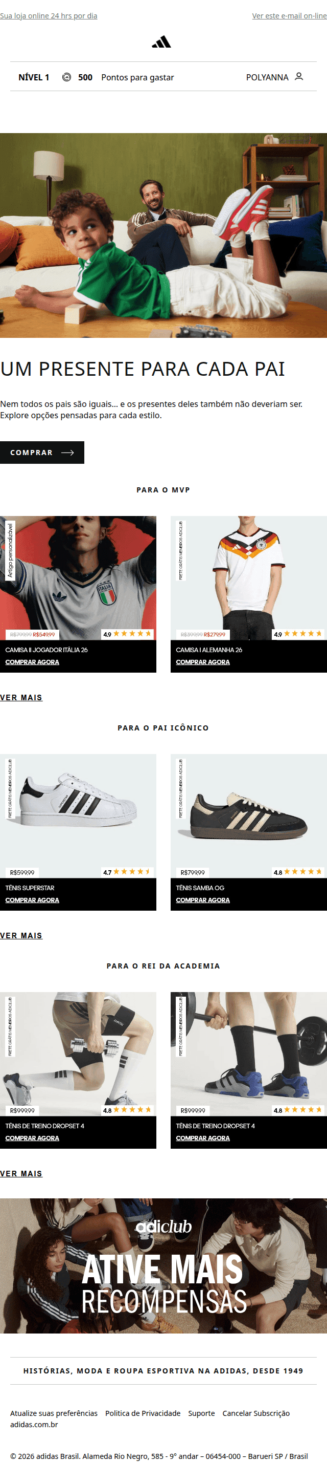 Adidas: Encontre o presente ideal para O SEU pai 🎉