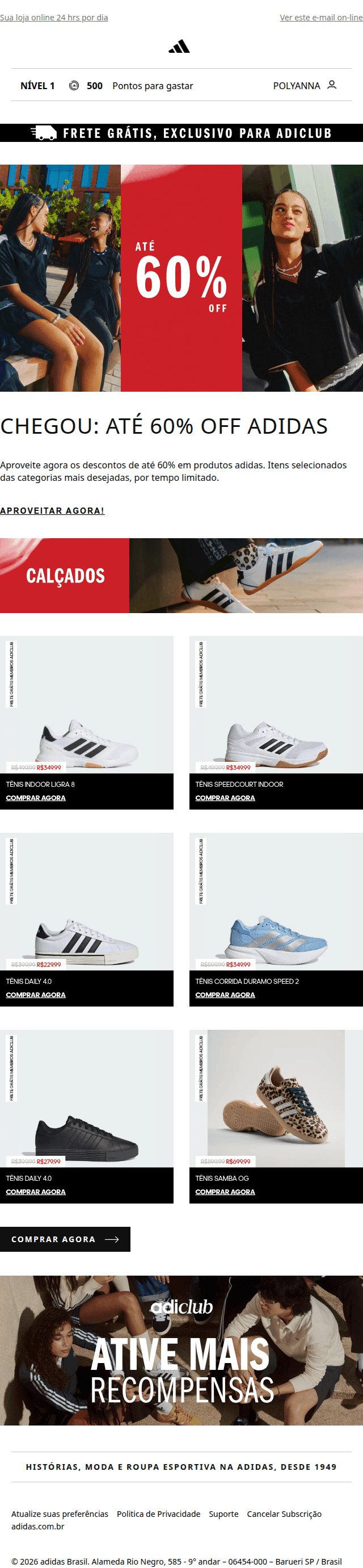 Adidas: ⚡Começou! adidas com até 60% OFF