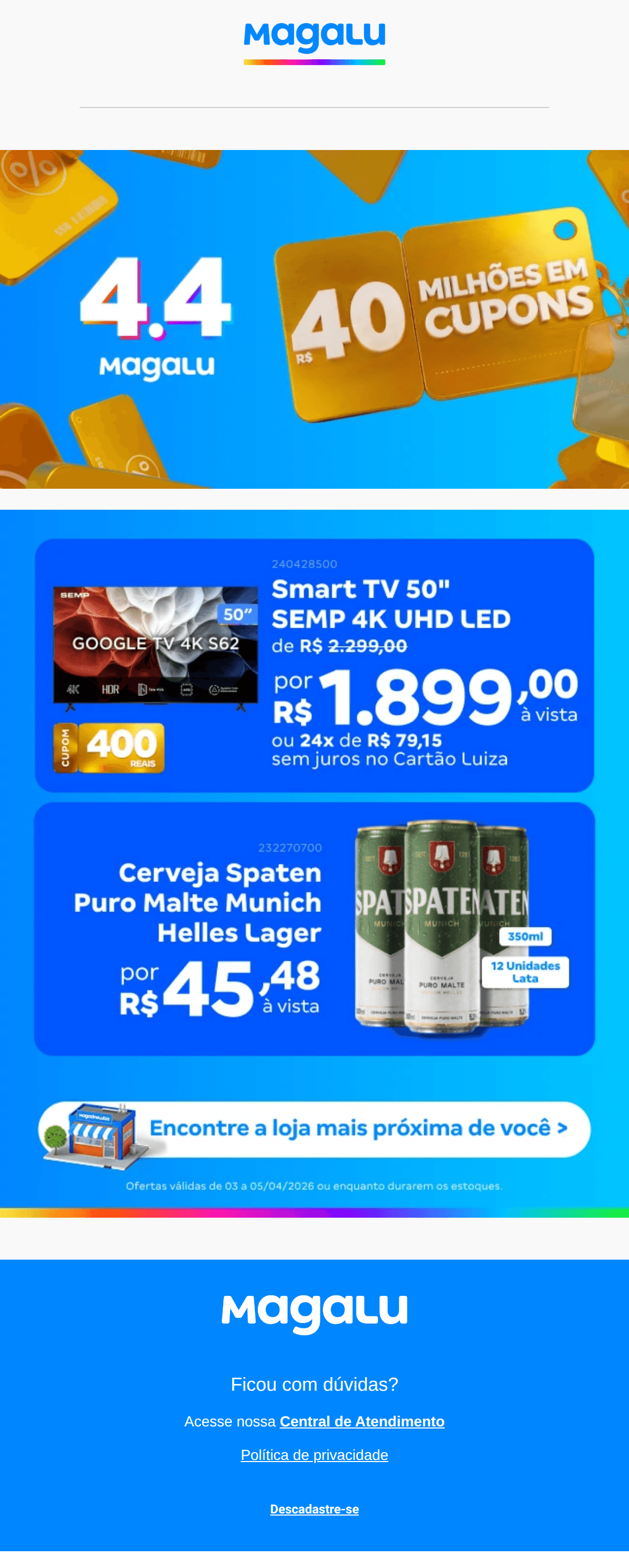 Magalu: Vem pro 4.4 na loja!