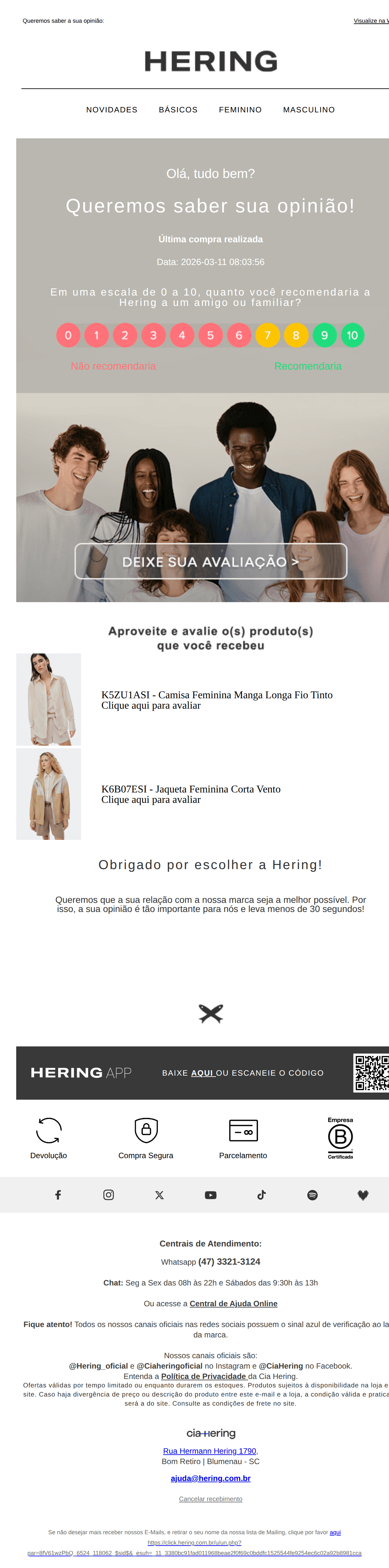 Hering: Dê a sua opinião sobre a HERING!