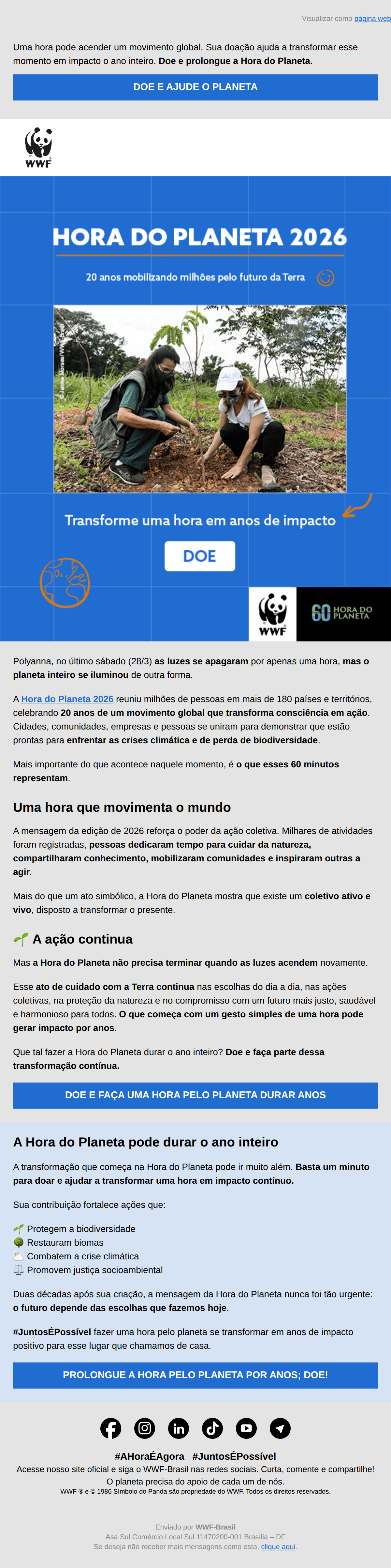 Wwf: 🌍 O que acontece depois da Hora do Planeta?