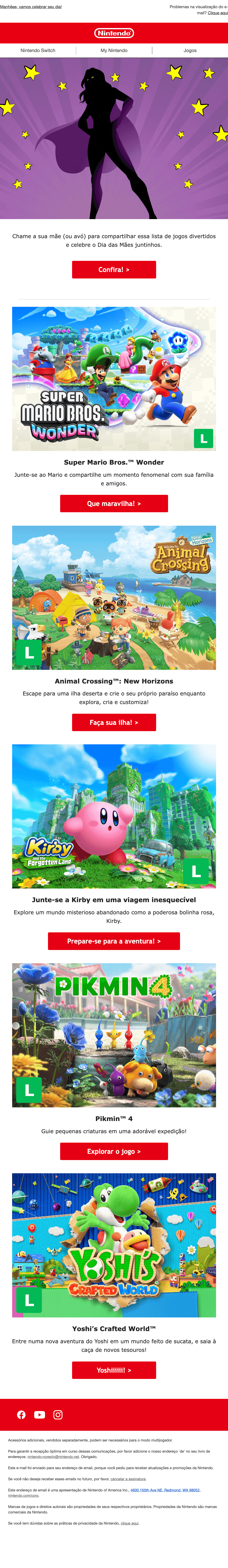 Nintendo: Prepare-se para o Dia das Mães