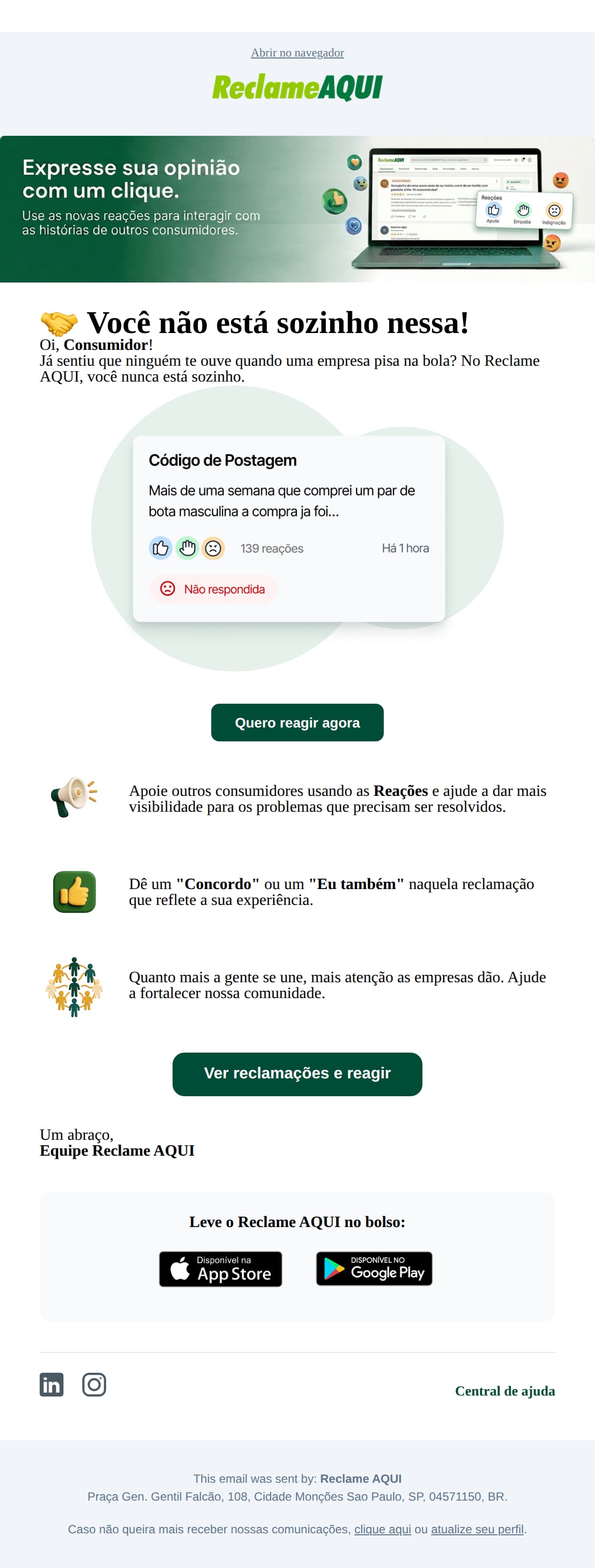 Reclame aqui: 🤝 Você não está sozinho nessa!