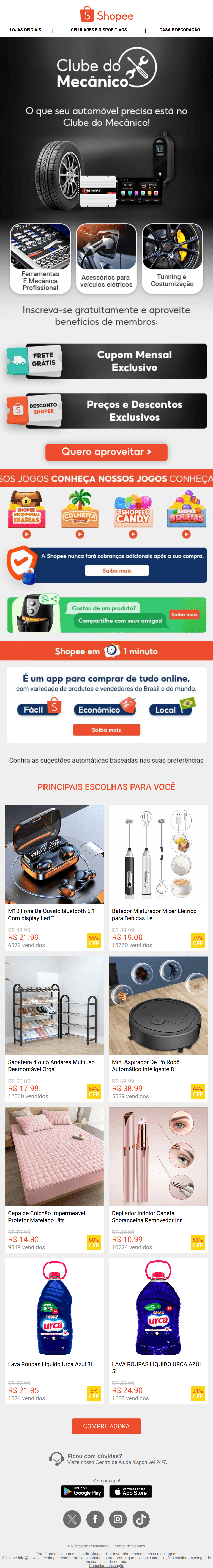 Shopee: Clube do Mecânico: feito pra quem cuida de carro 🛠️