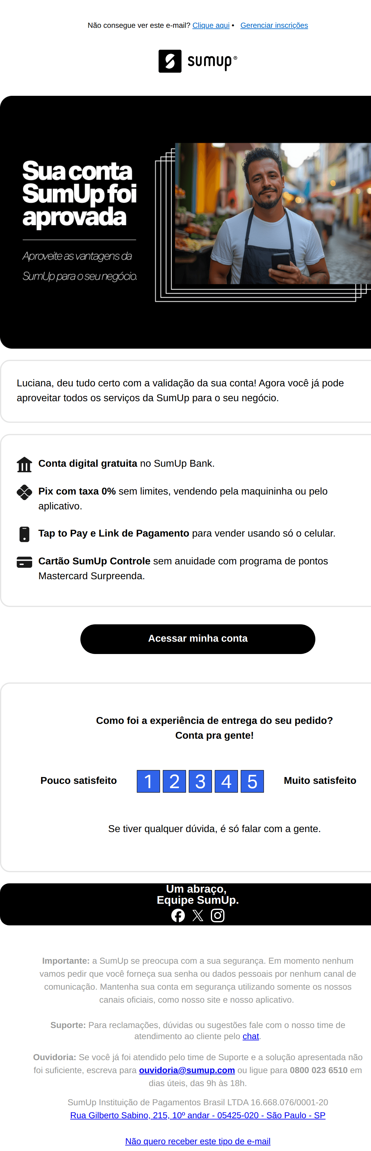 Sumup: Conta SumUp aprovada!