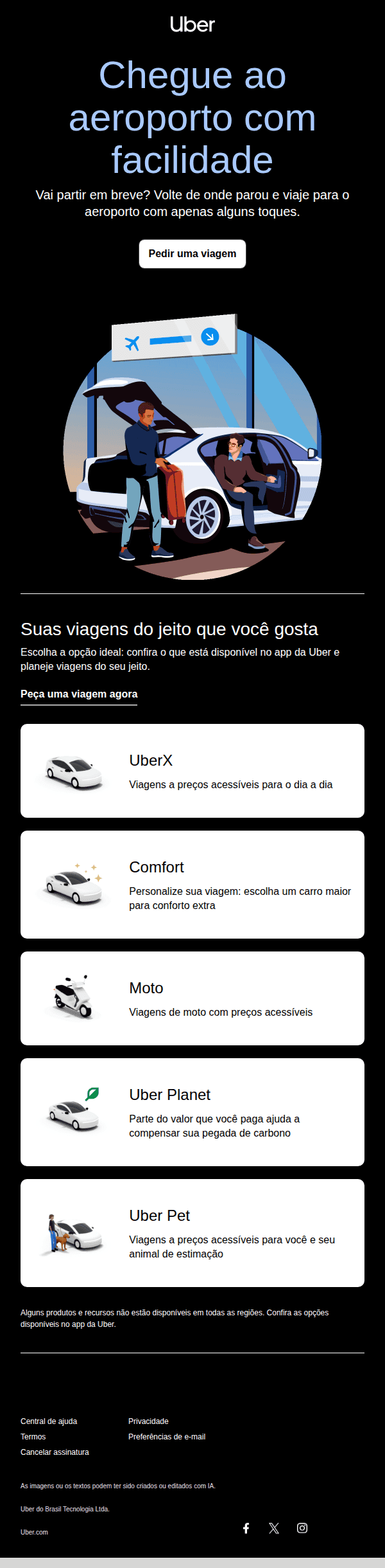 Uber: Sua viagem ao aeroporto está a poucos toques de distância ✈️