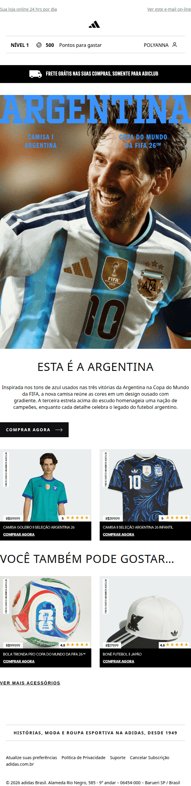 Adidas: Camisas I da Copa do Mundo da FIFA 26™
