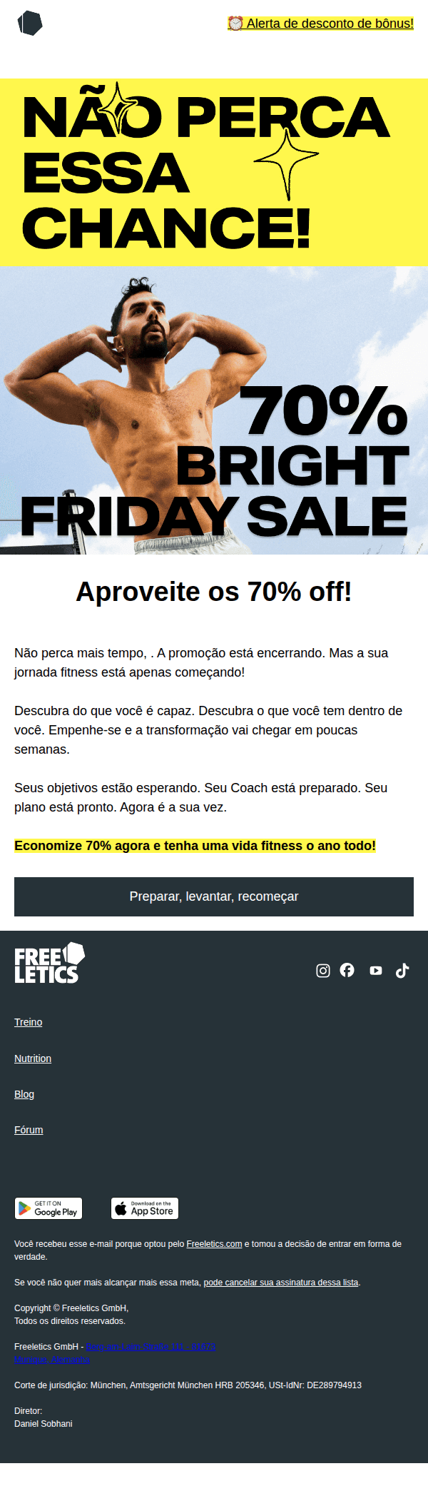 Freeletics: ⏰ Últimos 2 dias para ter 70% de desconto