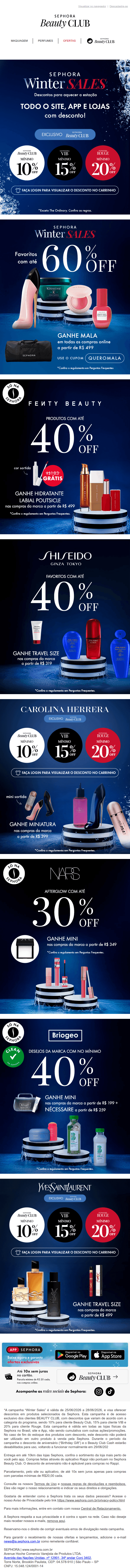 Sephora: Winter Sales: Descontos + MALA 👜