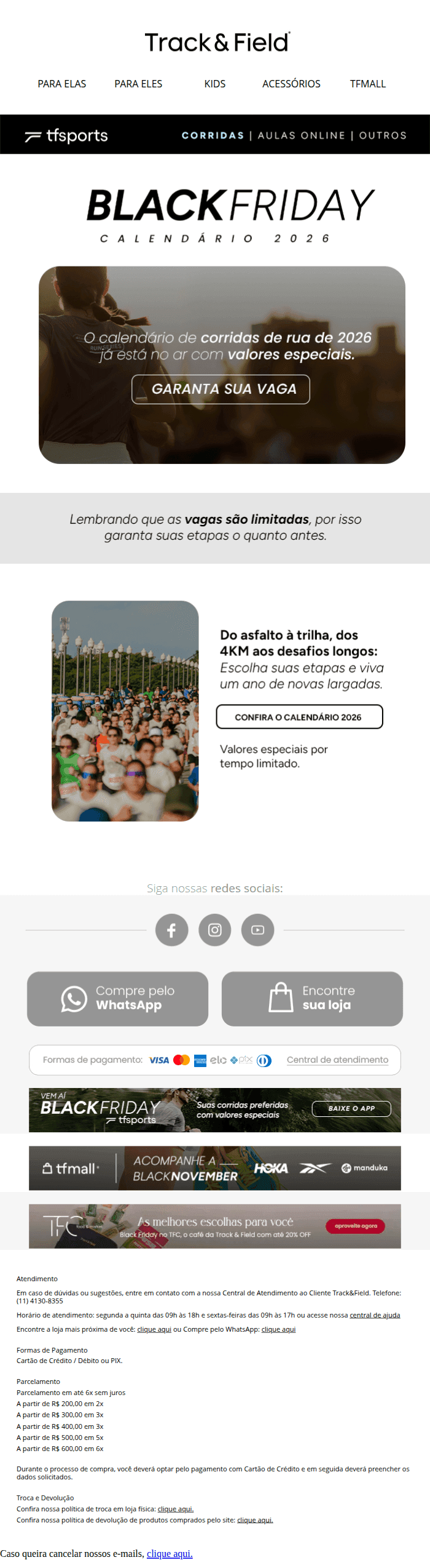 Email de Black Friday de Track and field (nov/2025)