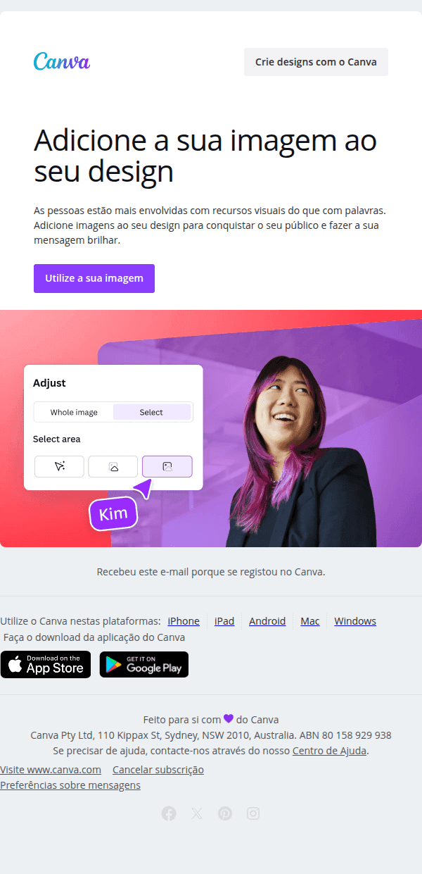 Canva: Parece que fez upload de uma imagem recentemente