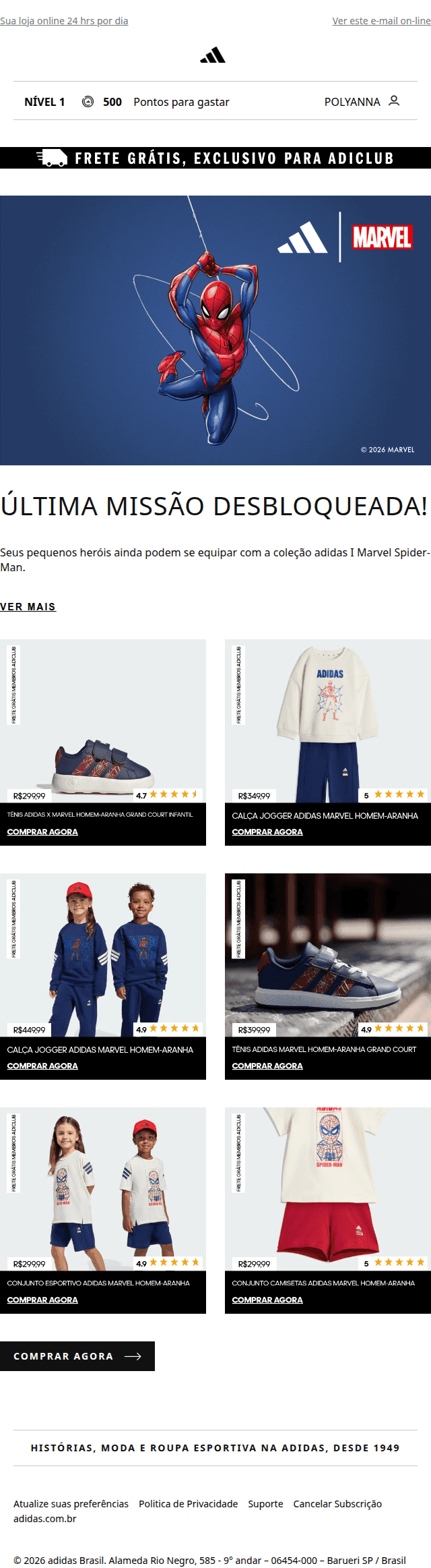 Adidas: 🕷️ Mais conforto pra correr, pular e brincar com adidas 🕸️
