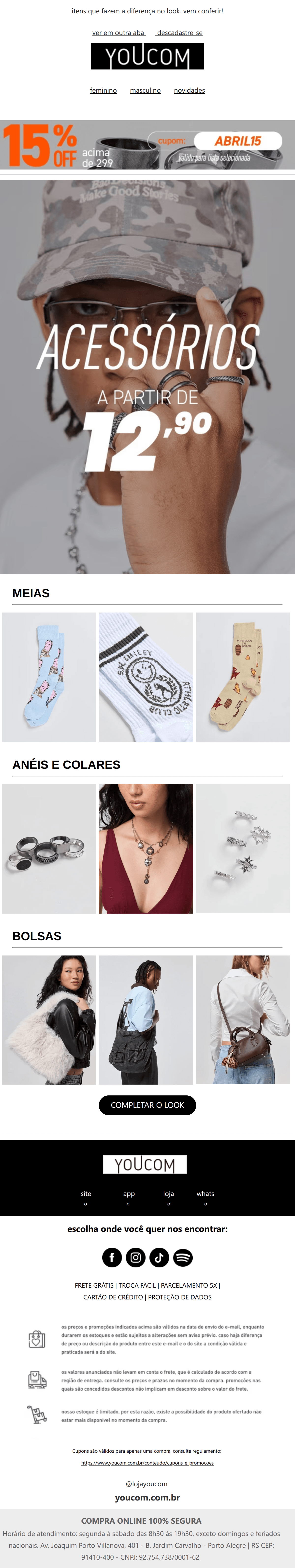 Youcom: acessórios a partir de R$ 12,90 💖