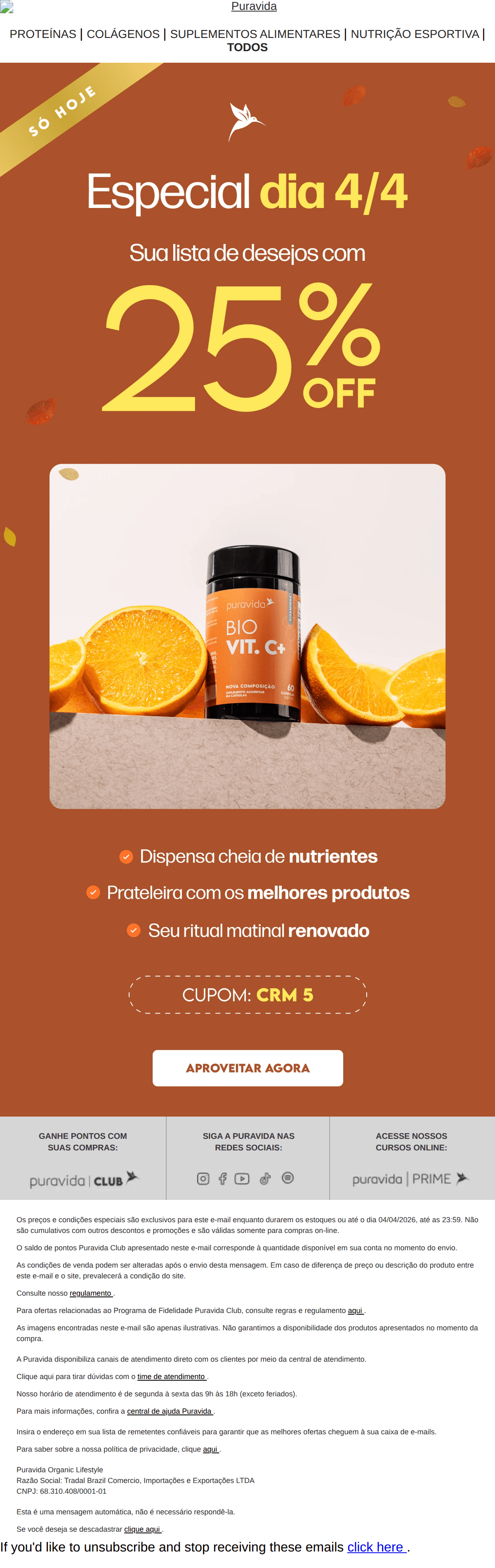 Puravida: Você ganhou mais desconto!