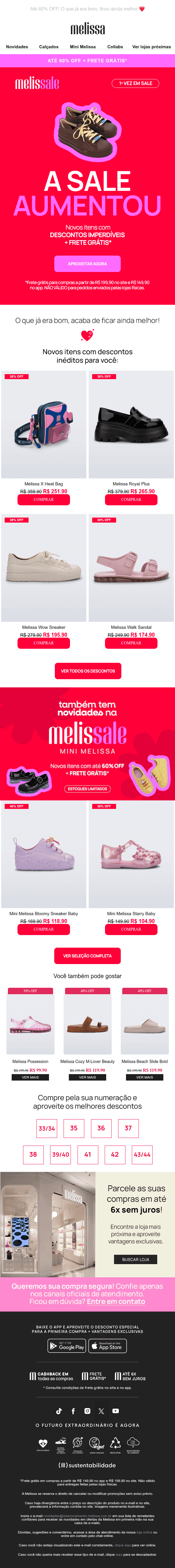 Melissa: A SALE AUMENTOU 🚨🤑 Novos itens, novos descontos