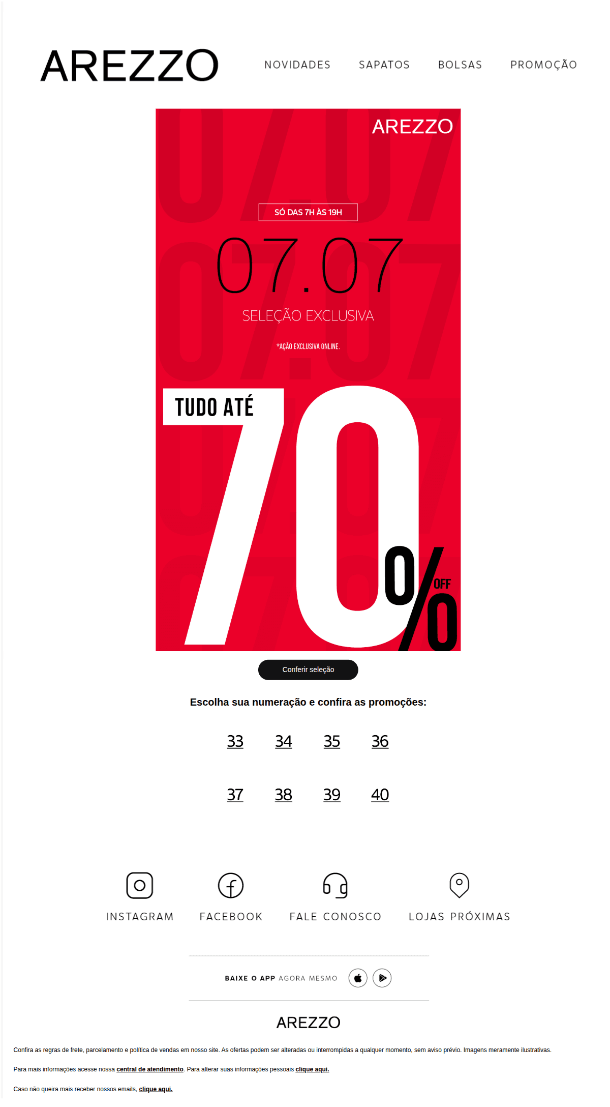 Email de Black Friday de Arezzo (out/2026)