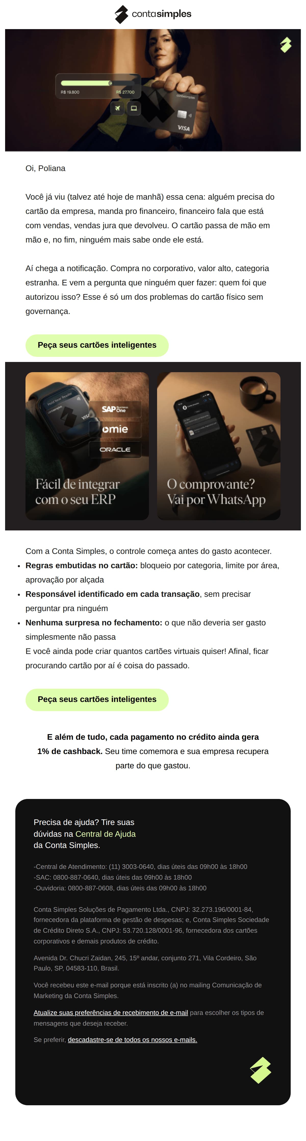 Conta simples: Cara, cadê o cartão da empresa?