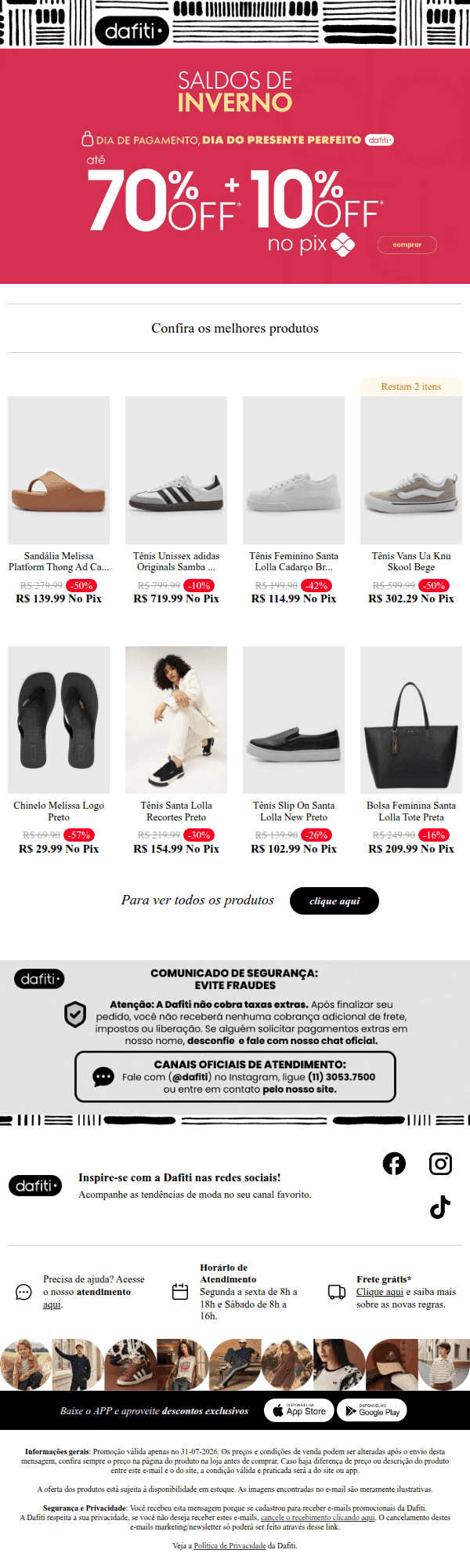 Dafiti: Pagamento caiu? É dia de look novo! 💸