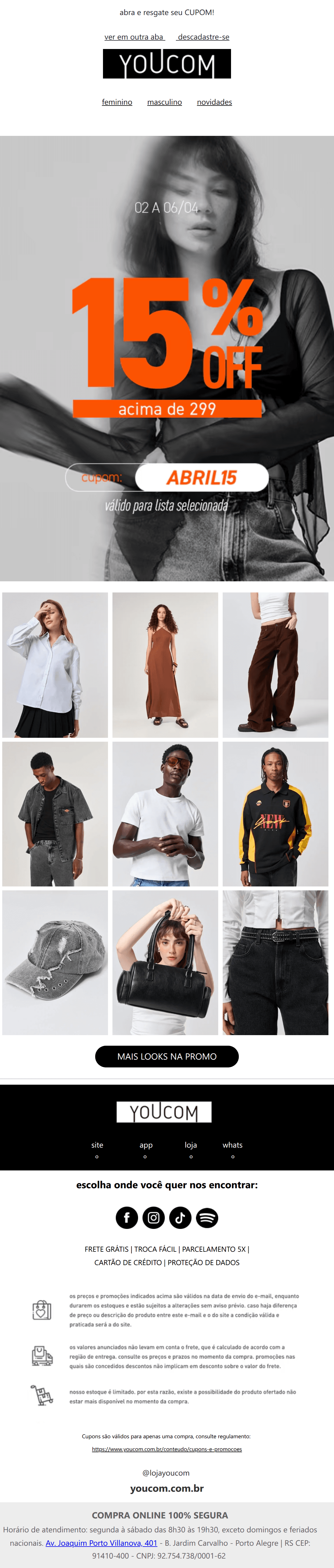 Youcom: feriado com 15% OFF 🤑