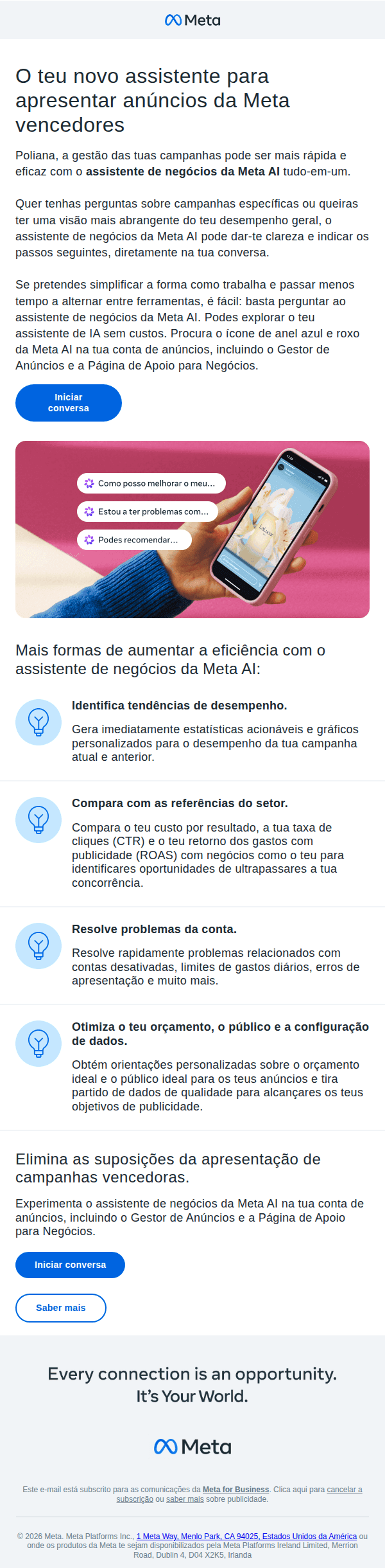 Meta: Experimenta o teu novo assistente de campanha tudo-em-um