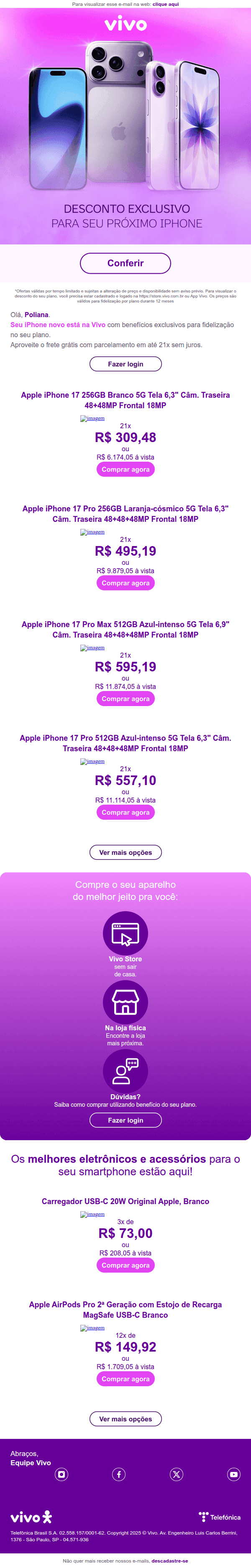 Vivo: Seu iPhone novo com preço especial!
