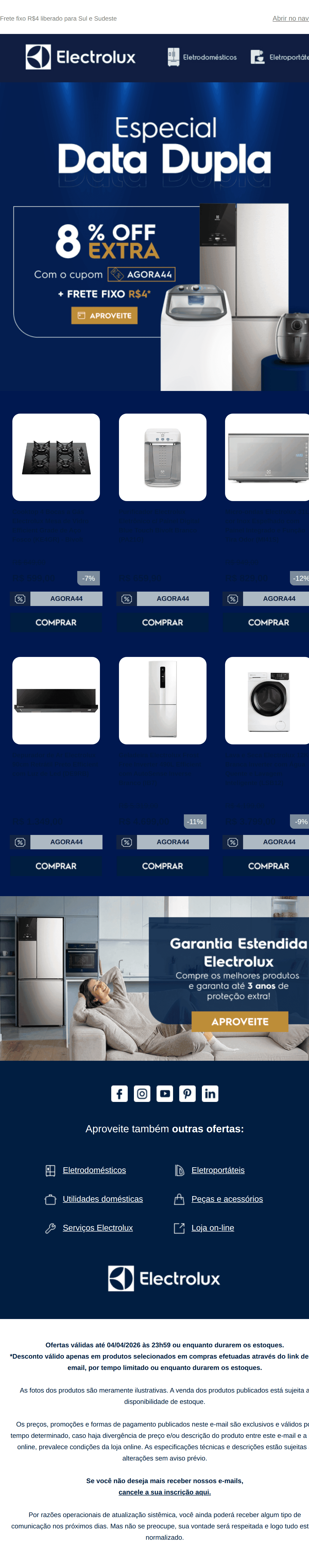 Electrolux: ⚡ COMEÇOU: 4.4 com 8% OFF