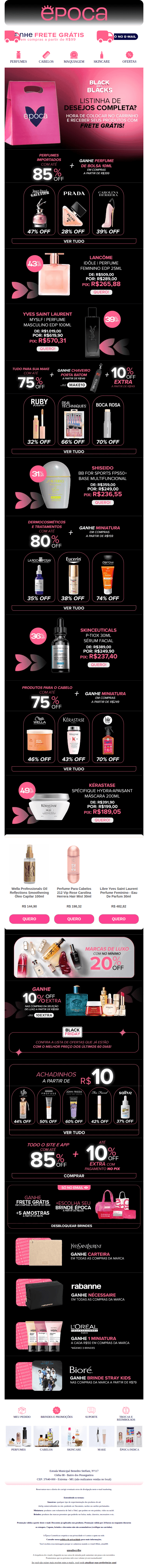 Epoca cosmeticos: A melhor BLACK FRIDAY de beleza até 85% OFF 😍