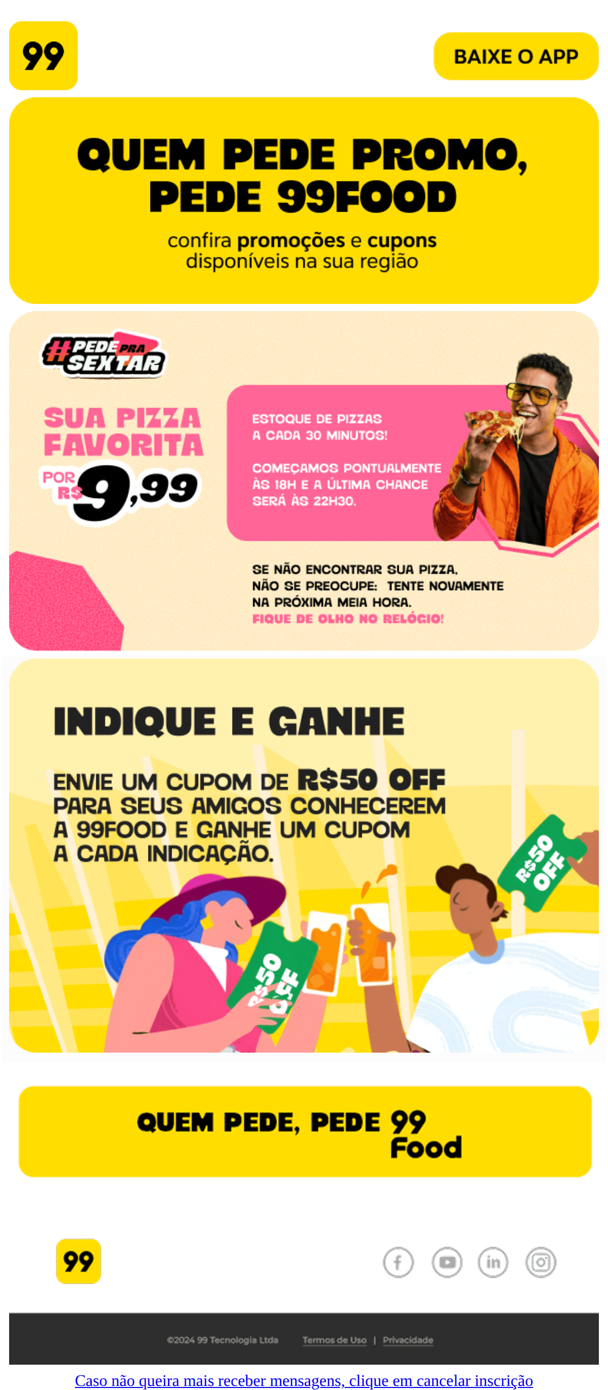 99app: Sua chance de garantir uma Pizza por R$9,99