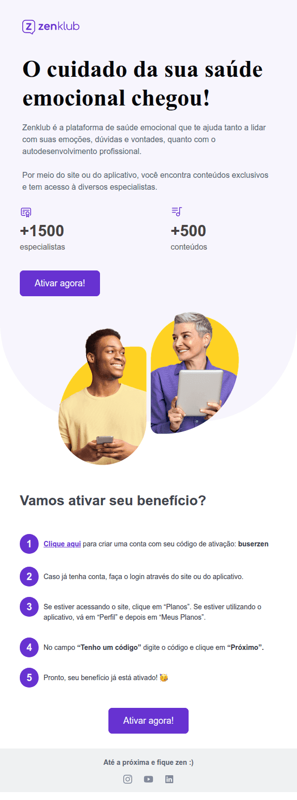 Zenklub: Boas vindas ao Zenklub, seu parceiro no bem-estar