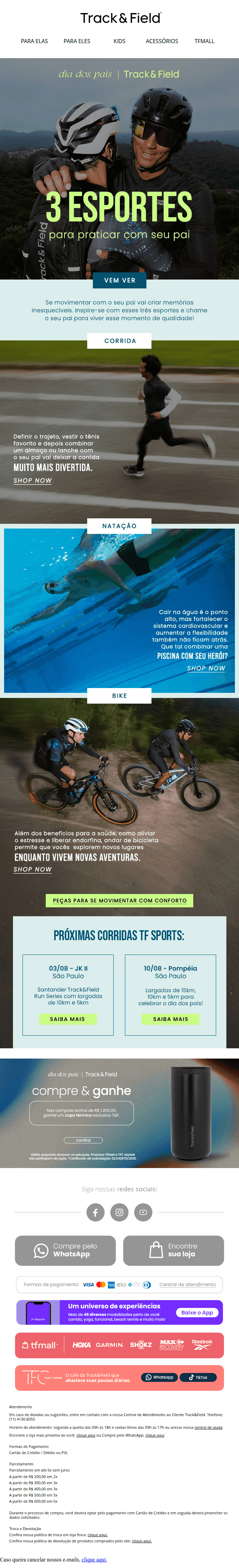 Track and field: Celebre o Dia dos Pais com movimento!
