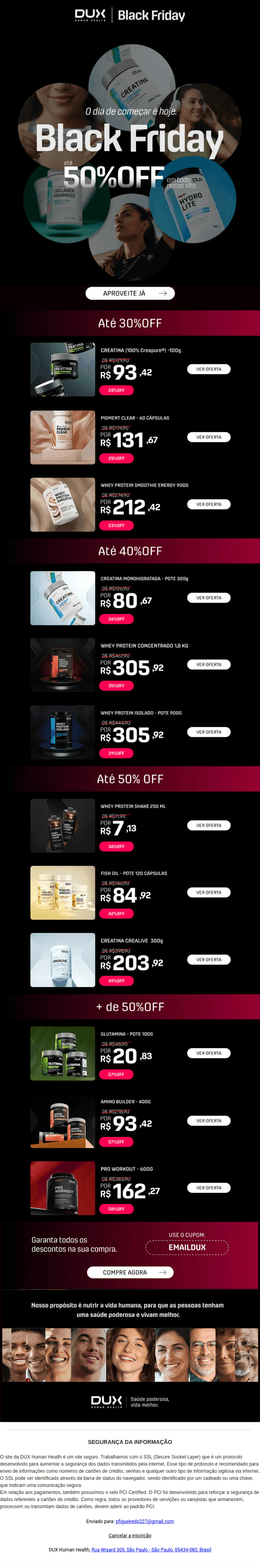 Dux: ⚫ BLACK FRIDAY | Até 50%OFF em todo site + 15% com cupom