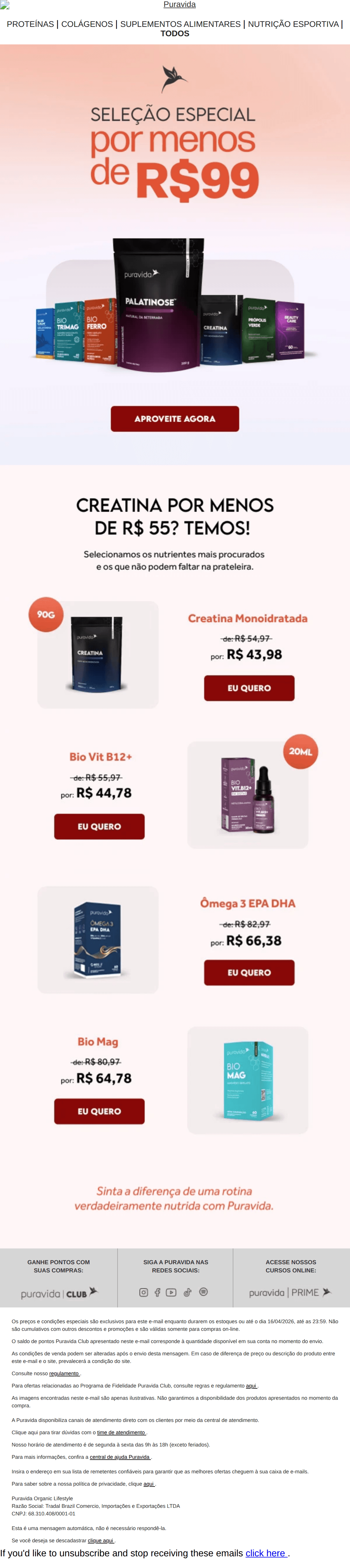 Puravida: Uma seleção por menos de R$99 🛍️