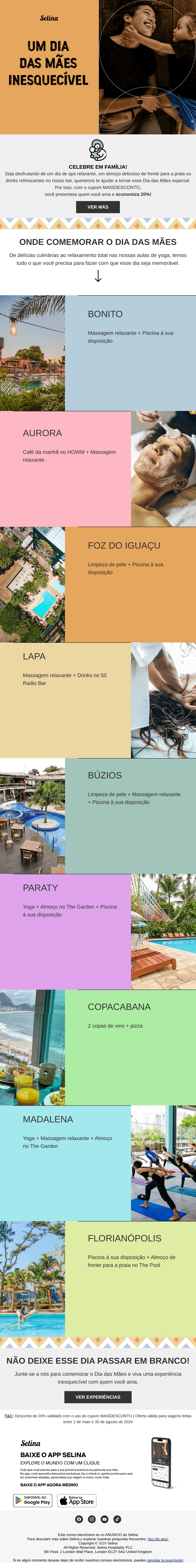 Selina: O que fazer no Dia das Mães 💐