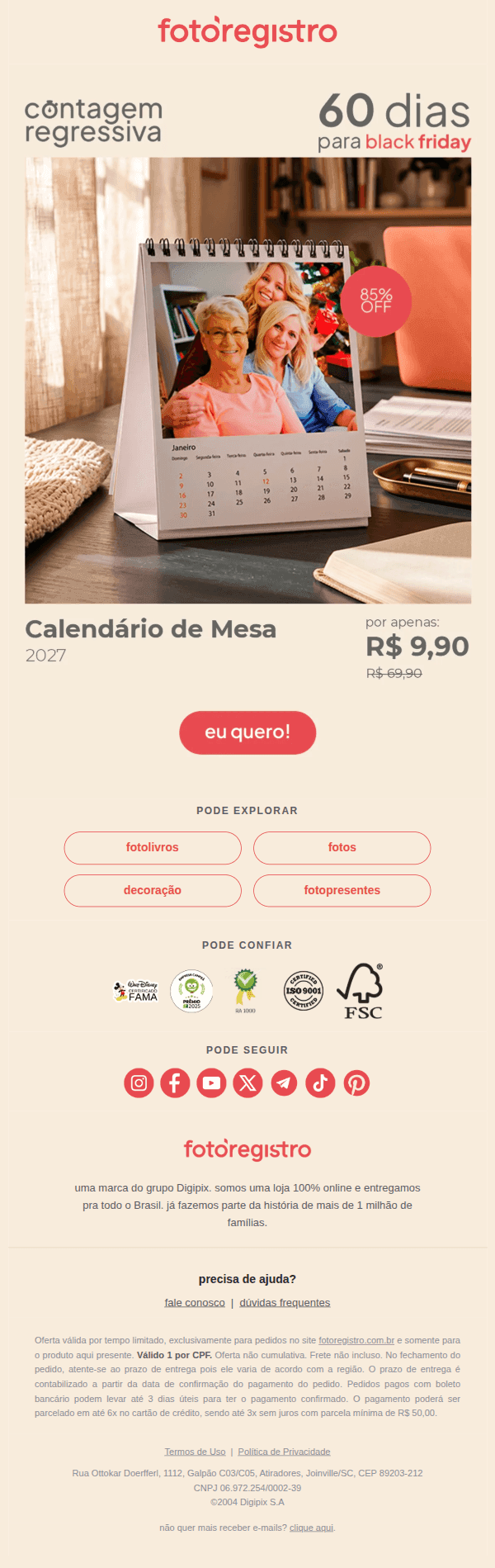Fotoregistro: ⚠️ faltam 60 dias para a Black Friday!