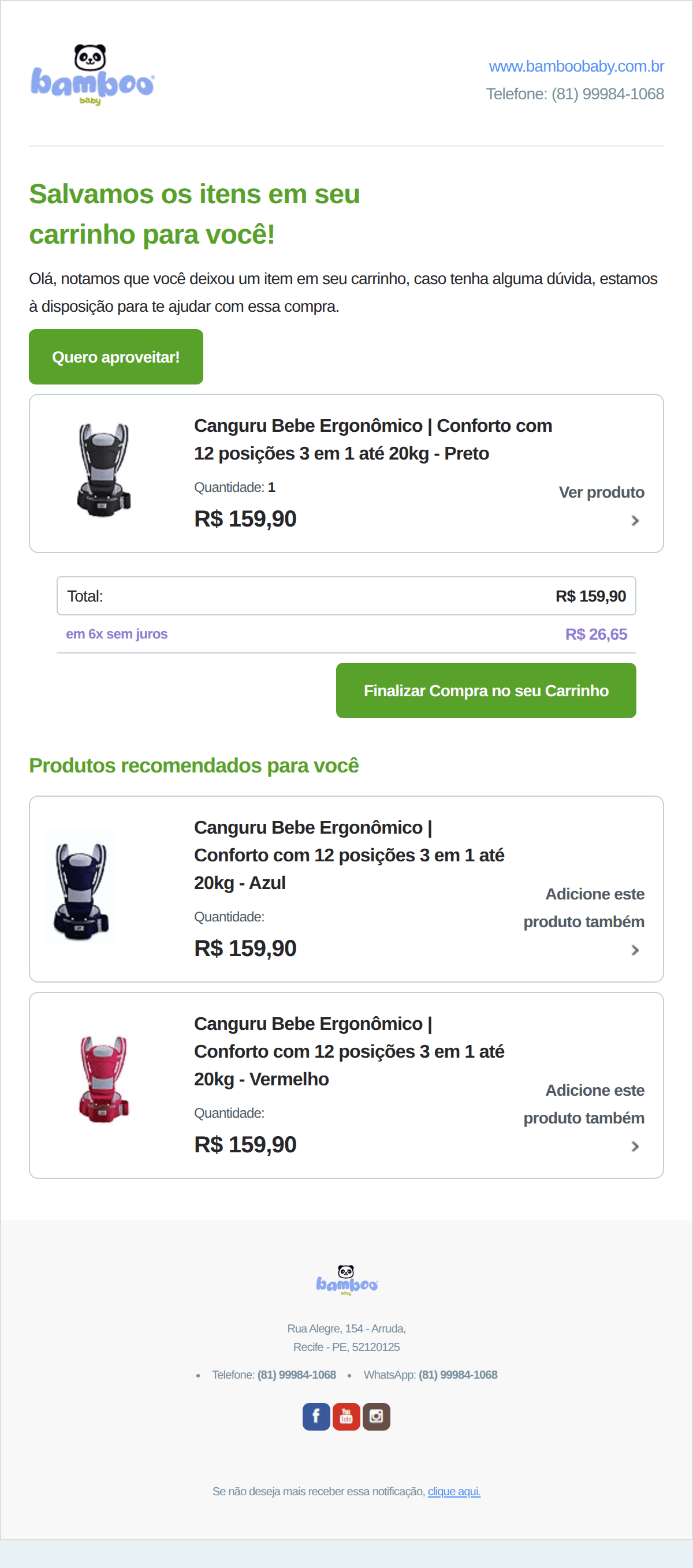 Bamboo Baby: Última chance pra finalizar seu pedido!