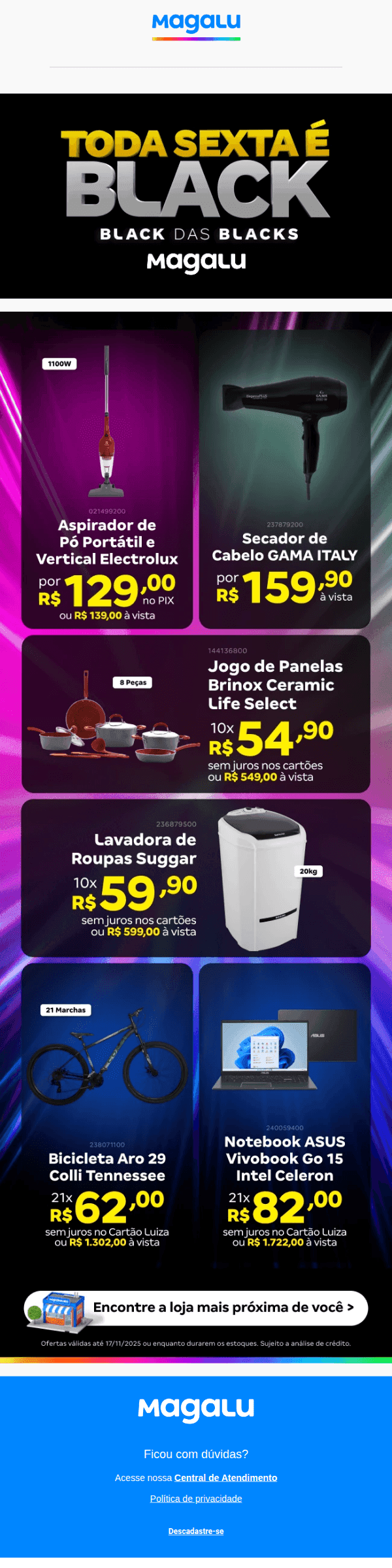 Email de Black Friday de Magalu (nov/2025)