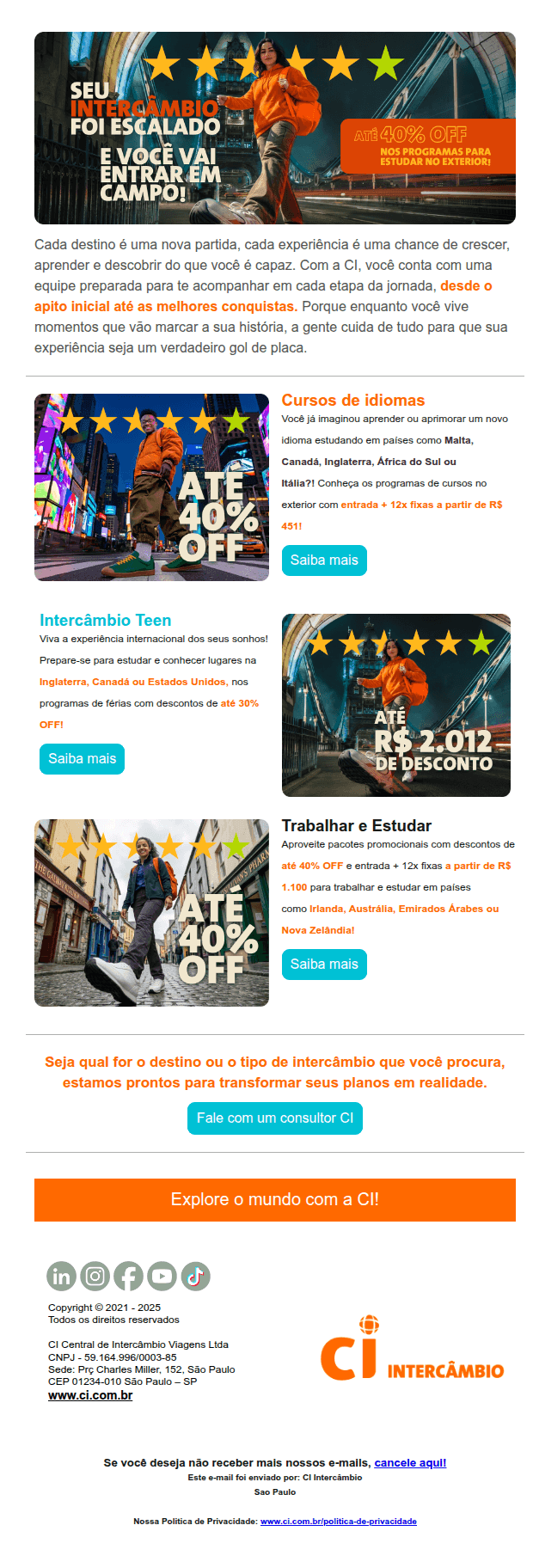 Ci intercambio: Seu intercâmbio foi escalado!