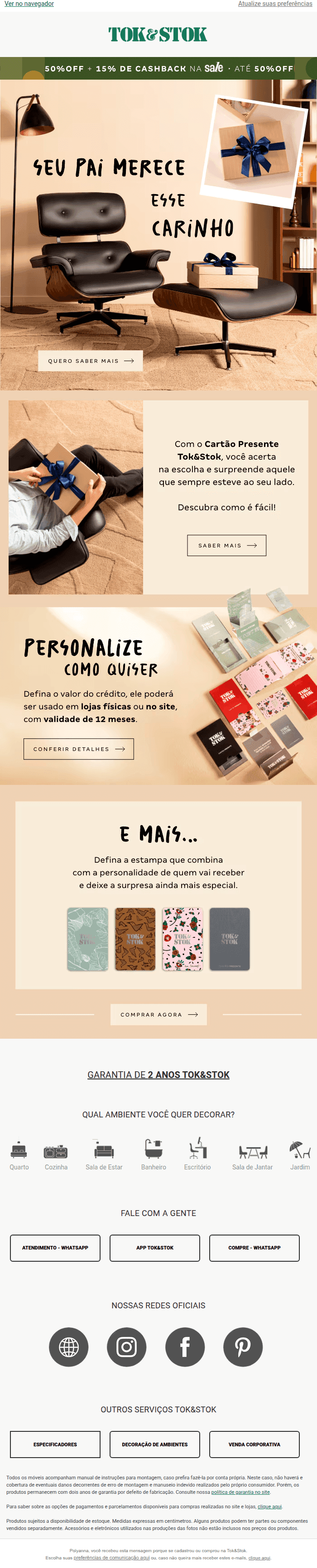 Tok&stok: Em dúvida do presente de Dia dos Pais? 🎁