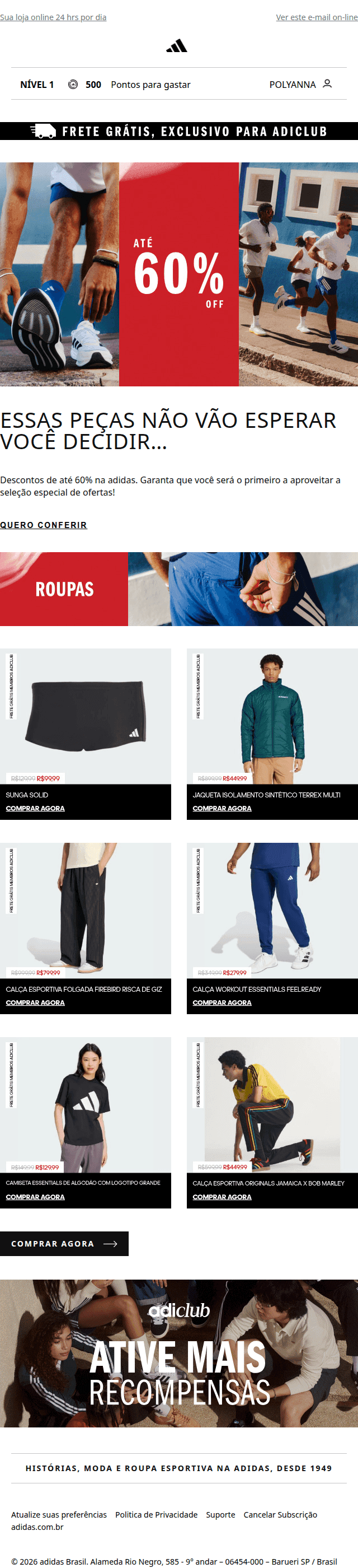 Adidas: Até 60% OFF em adidas 💸