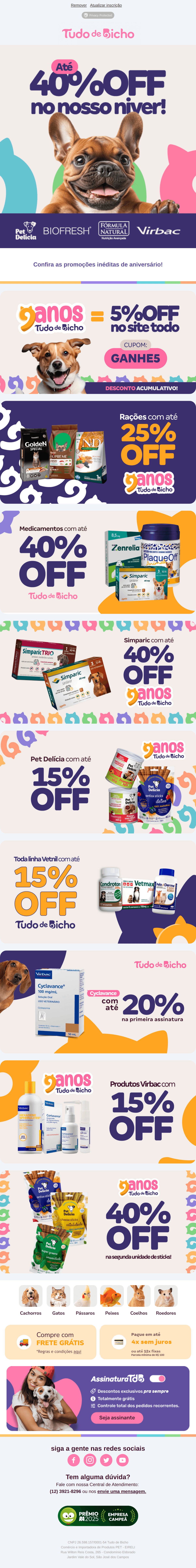 Tudo de bicho: Até 40% OFF no nosso Niver