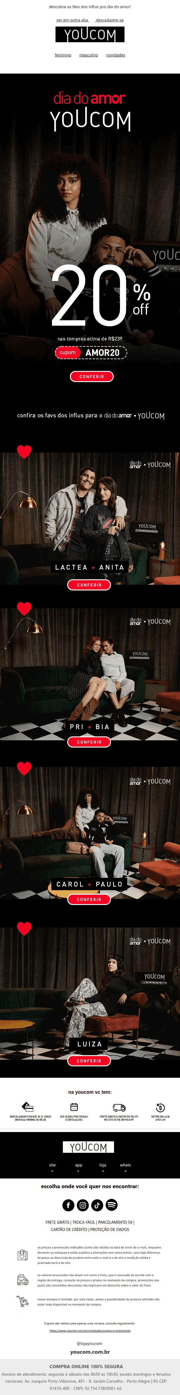 Youcom: 20% OFF pra amar demais 💘