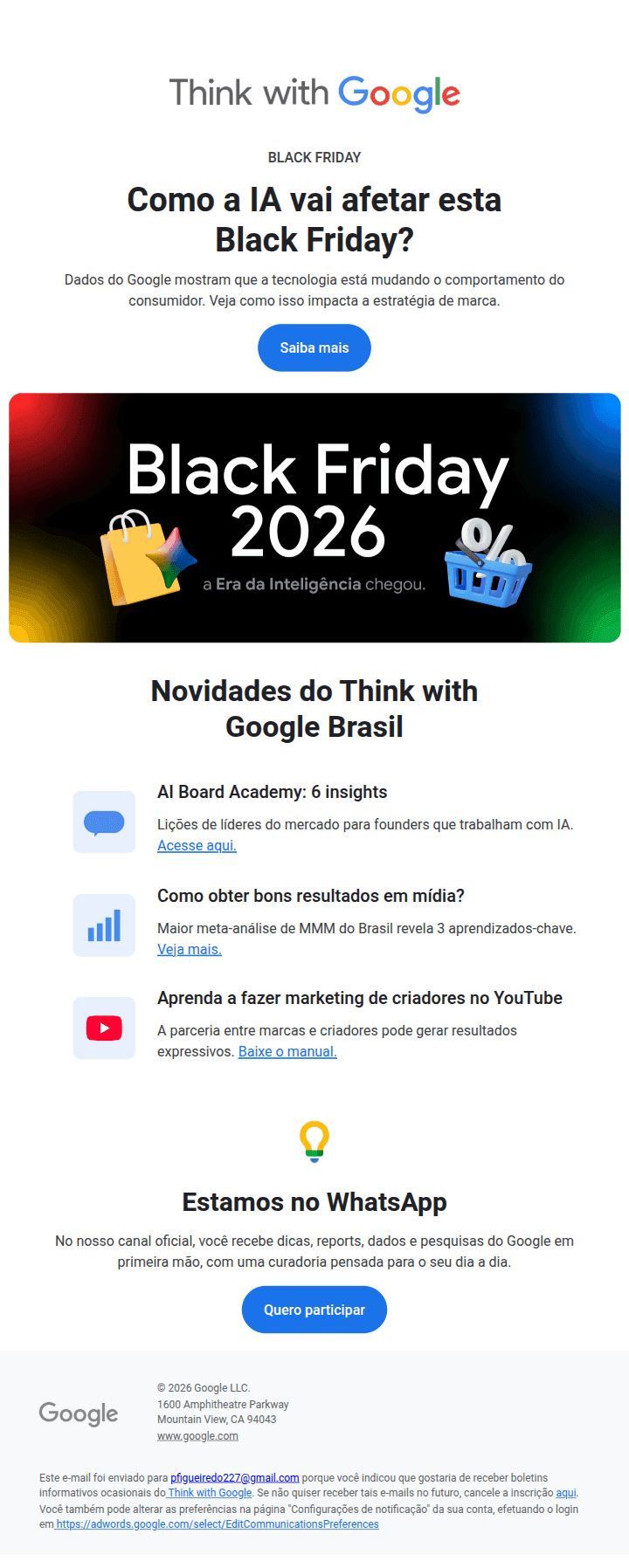 Email de Black Friday de Google (out/2026)
