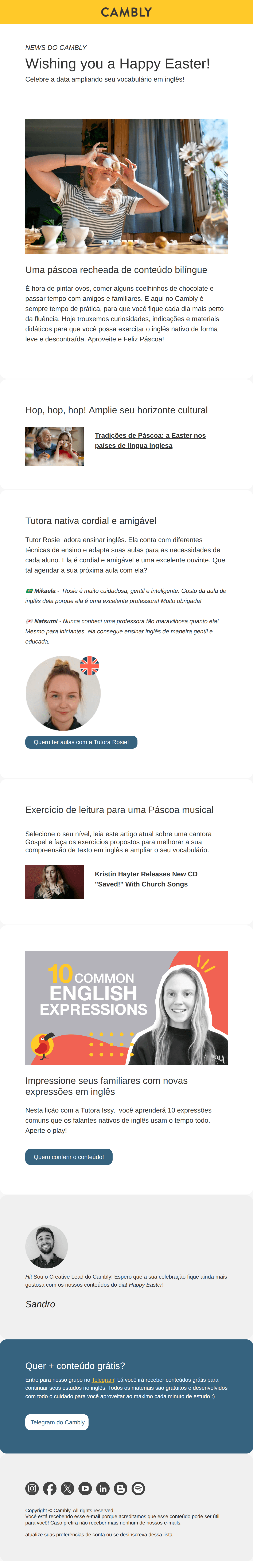 Cambly: 🐰 Hop to it! Easter is here.