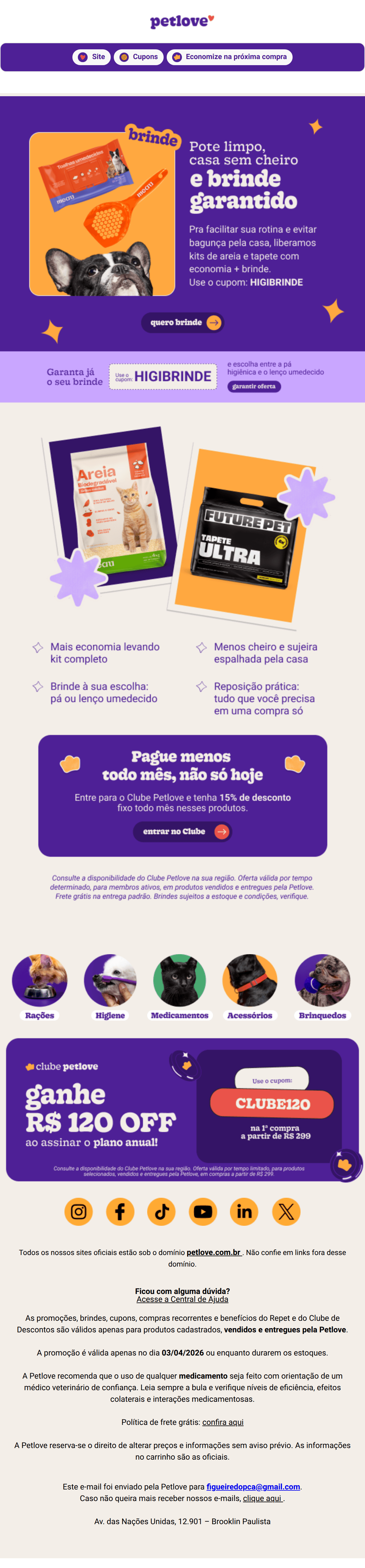 Petlove: 🧼Higiene completa + brinde pra você